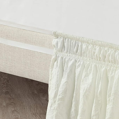 Lush Decor Ruched Ruffle Elastic Easy Wrap Around Bed Skirt Single Twin/Twin XL/Full Ivory - Twin Bed Skirt - Dust Ruffle - Cream Bedskirts