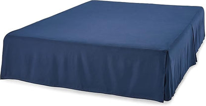 Amazon Basics Lightweight Pleated Bed Skirt, King, Navy Blue, Solid