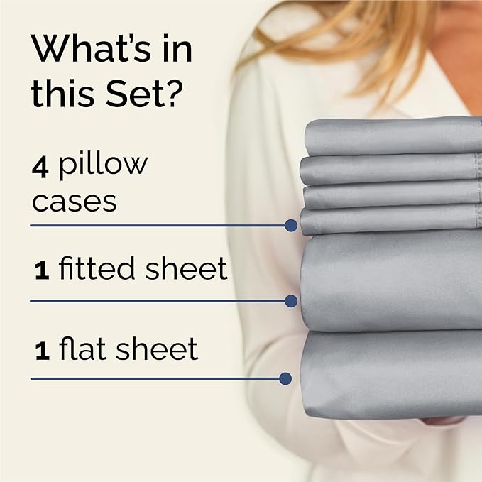 King 6 Piece Sheet Set - Cooling & Breathable Bed Sheets - Hotel Luxury Bed Sheets for Women, Men, Kids & Teens - Bedding with Deep Pockets & Easy Fit - Soft and Wrinkle Free - King Steel Blue Sheets