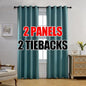 MIUCO 1 Pair Thermal Insulated Grommet 52-Inch-by-84-Inch Blackout Window Curtain Panels with 2 Tiebacks, Teal