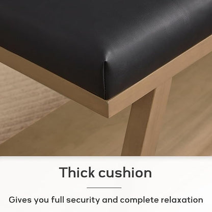 45" Entryway Bench Upholstered Storage Bench for Bedroom Shoe Rack Bench for Living Room, Hallway, Mudroom, Balcony, Sturdy Indoor Bench Seat Holds Up to 300 lbs (PU-Black)