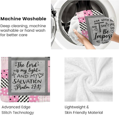 Christian Gift for Women, Inspirational Throw Blanket for Couch, Soft Lightweight Flannel Blanket, 40"x 50" Thoughts and Prayers Blankets for Bedroom Sofa Living Room Decoration