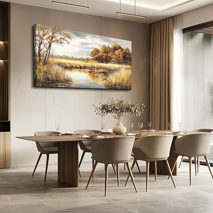 ERQINHUA Large Canvas Printing Picture Wall Decor Painting Wall Art For Living Room Dining Room Decoration Lake Surface Landscape Painting Farmhouse Bedroom Office Mural Artwork Home Decor 24x48 In