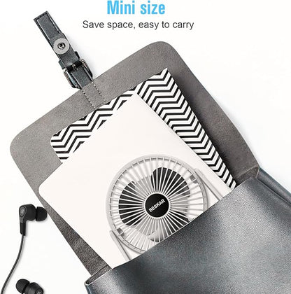BESKAR USB Small Desk Fan, Portable Fans with 3 Speeds Strong Airflow, Quiet Operation and 360°Rotate, Personal Table Fan for Home,Office, Bedroom- 3.9 ft Cord/White