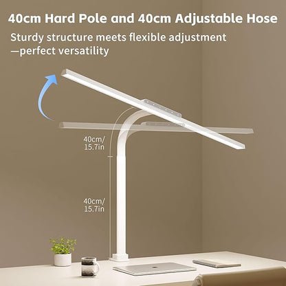 Desk Lamp with Clamp, LED Eye-Caring Clip on Desk Lights for Home Office, Tall Touch Control Dimmable Computer Light with Color Changing, 24W Brightest Architect Desktop Lamp for Screen, White