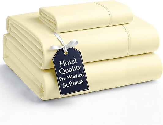 Casa Platino Twin Size Bed Set Pre-Washed, Ultra Soft & Breathable Sheets Twin, 3 Piece Set, Brushed Microfiber Bedding, Deep Pocket, Fits up to 15 inch Mattress– Twin, Vanilla