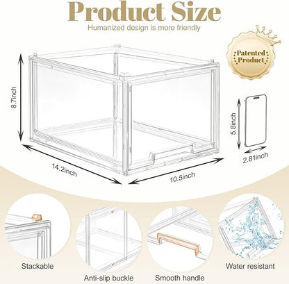 AZ.MIFENO Large Stackable Storage Drawers,Clear Thickened Drawer Organizers with Pull-Out Drawer for Skincare,Cosmetics, Ideal for Closet,Bathroom,Kitchen Undersink,Cabinet,Toy Organization (3 Packs)