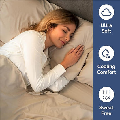 King 6 Piece Sheet Set - Cooling, Comfy & Breathable - Hotel Luxury Bedding, Includes Fitted Sheet for Women, Men, Kids and Teens - 1 Flat, 1 Fitted Sheet, 4 Pillowcases with Deep Pockets - Cream