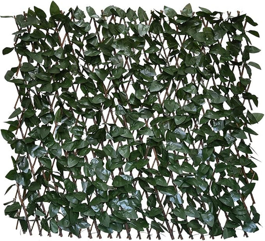 GLANT Expandable Fence Privacy Screen for Balcony Patio Outdoor,Decorative Faux Ivy Fencing Panel,Artificial Hedges (Single Sided Leaves) (4, Dark Green)