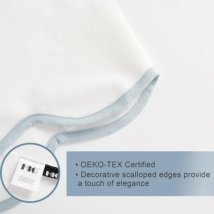 HIG Off-White Chic Full Bed Skirt - Easy Fit Scallop Edge Pleated Bedskirts, 14 Inch Drop Anti-Slip Dust Ruffle, Thick Fabric for Enhanced Privacy, Pre-Washed for Long-Lasting Use(N60022)