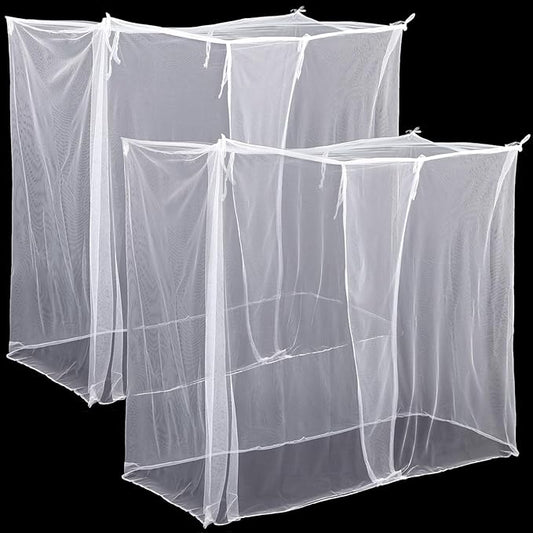 2 Pcs 4 Corners Mosquito Net for Bed Canopies Netting Bed Drapes Mesh for Twin Full Queen King Size Camping Home Outdoor Travel Dormitory(White,L87 X W79 X H79 Inch)