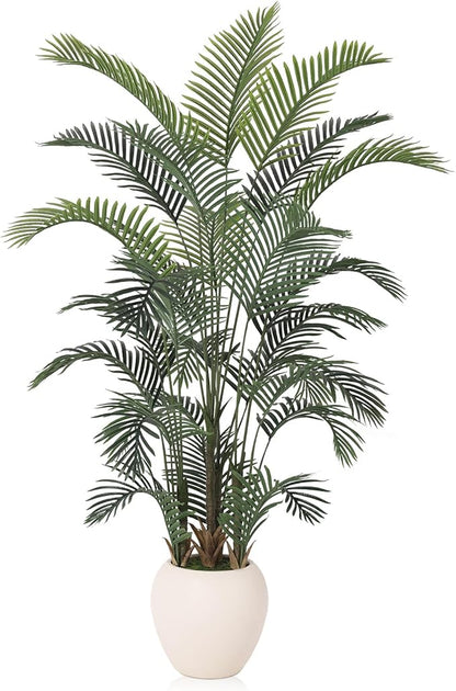 Artificial Palm Tree Plant - 7FT Tall Fake Tree with Realistic Look & UV Protection - Large Indoor Outdoor Faux Floor Plant for Home Office Decor