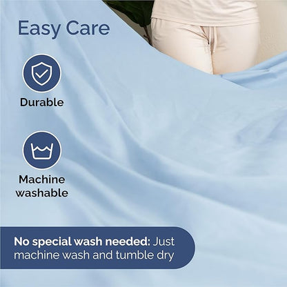 Split King 7 Piece Sheet Set - Cooling & Breathable - Hotel Luxury Bedding, Includes Fitted Sheets for Women, Men, Kids & Teens - 1 Flat, 2 Fitted Sheets, 4 Pillowcases with Deep Pockets - Baby Blue