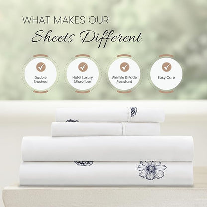 Linen Market 4 Piece California King Bedding Sheet Set (Navy Blue) - Sleep Better Than Ever with These Ultra-Soft Cooling Bed Sheets for Your California King Size Bed - Deep Pocket Fits 16" Mattress