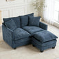 Loveseat Sofa with Ottoman, 50'' Modern L-Shape Cloud Couch Sofa Loveseat with 22'' Ottoman for Small Space/Apartment/Office/Living Room 8834-BLUE-L