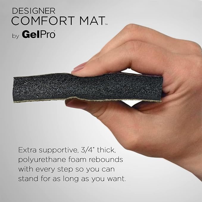 NewLife by GelPro Ergo-Foam Cushioned Anti-Fatigue Standing Kitchen Floor Mat, Padded Stain-Resistant, Waterproof, Non-Slip Comfort Padded Desk/Office Mat - 20" x 32", Grasscloth Charcoal