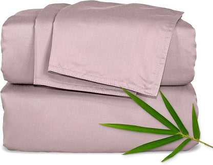 Pure Bamboo Twin XL Sheets, Genuine 100% Organic Viscose Derived from Bamboo Bed Sheet Set, Luxuriously Soft & Cooling, Double Stitching, 2 Year Quality Promise (Twin XL, Dusty Pink)