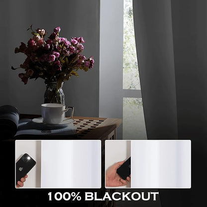 KGORGE Soundproof & Dust Particle Filtering Curtains 100% Blackout Window Cover Thermal Insulating Energy Smart Curtains for Living Room Bedroom Baby Nursery, W 52 x L 108 inches, White, 1 Pair