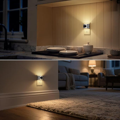 DORESshop LED Night Light[2 Pack], Silver Night Lights Plug into Wall, 3 Mode Plug in Night Light with Motion Sensor, Dusk to Dawn Sensor, Nightlights for Adults, Bedroom, Bathroom, Hallway
