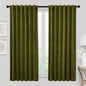 RYB HOME Velvet Curtains 63 inches Length, Back Tab & Rod Pocket Soft Fabric Curtains & Drapes for Bedroom Bathroom Cafe, Moss Green, W 42 x L 63, 2 Panels Set
