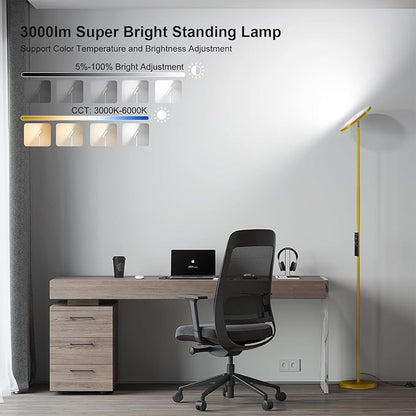 SUNMORY Floor Lamps for Living Room, 32W/3000LM Super Bright LED Floor Lamp with Remote Control, 69" Tall Standing Lamp with Stepless Dimmable, Modern Torchiere Corner Lamp for Bedroom, Office