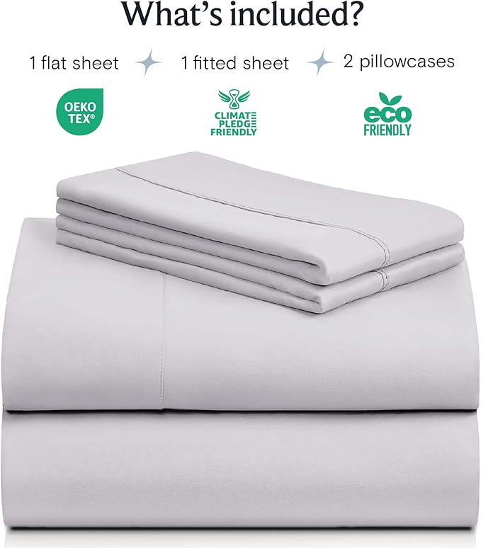 LuxClub 4 PC Sheet Set Bed Sheets Deep Pockets 16" Eco Friendly Wrinkle Free Cooling Machine Washable Hotel Bedding Silky Soft - Dove Gray King