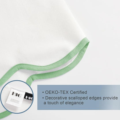 HIG Off-White Chic Twin XL Bed Skirt - Easy Fit Scallop Edge Pleated Bedskirts, 14 Inch Drop Anti-Slip Dust Ruffle, Thick Fabric for Enhanced Privacy, Pre-Washed for Long-Lasting Use(N60022)