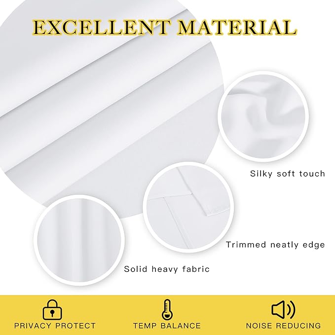 NICETOWN White Doorway Curtains 80 inches Long - Grommet Thermal Insulated Light Blocking Room Darkening Window Treatments for Bedroom/Living Room (W46 x L80, 1 Panel)
