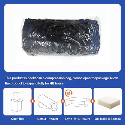 Foldable Fall Protection Mat for Elderly Blue Waterproof Non Slip Floor Mats with High-Resilience Foam 72 * 24 * 2 Inch Bedside Floor Mats for Elderly, Handicap, Senior