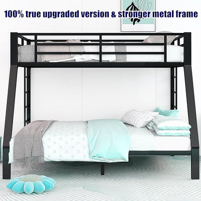 Upgraded & Stronger Heavy Duty Metal Twin XL Over Queen Bunk Bed for Adults & Teens, Thickened More Stable Safer Bunkbeds (Greater Weight Capacity) (Twin XL Over Queen)