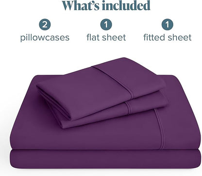 Bare Home Hotel Luxury Twin XL Sheet Set, Extra Soft - 4 Piece Set - Deep Pockets - Easy Fit - Cooling & Breathable - Wrinkle, Fade, Stain Resistant - Includes 2 Pillowcases (Twin XL, Plum)