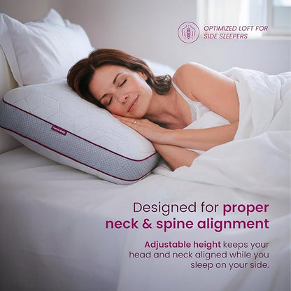 IWS I WANNA SLEEP SnowTouch® Adjustable Pillow, Neck Support, Queen Size Bed Pillows for Sleeping, Gel Cross Cut Memory Foam for Side Sleepers