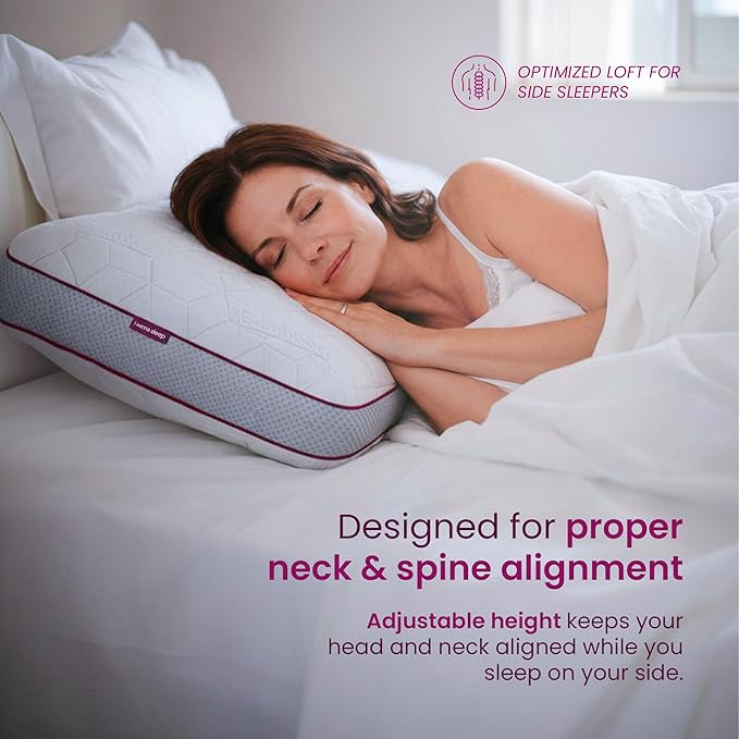 IWS I WANNA SLEEP Adjustable Cooling Pillow, Neck Support, Bed Pillows for Sleeping, Gel Cross Cut Memory Foam, Side Sleepers, Snow® Pillow (1, King (U.S. Standard))