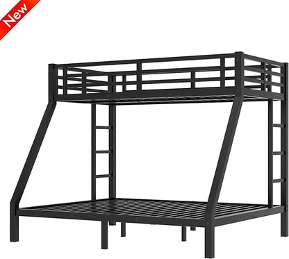 Higher Quality & Stronger Heavy Duty Metal Bunk Bed Frame Twin XL Over Queen Size for Adults Teens, Thickened More Stable Steel Bunkbed (Twin XL Over Queen)