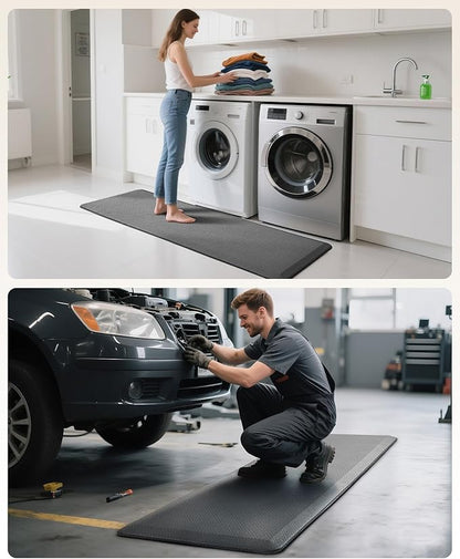 Ophanie Kitchen Mats for Floor, 3/4 Inch Thick Kitchen Rugs, 20'' x 60'' Anti Fatigue Standing Cushioned Mat, Waterproof,Comfort Ergonomic Mat for Office, Home, Sink, Grey Non-Slip Bottom