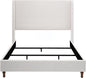 Harper Upholstered Wingback Bed Frame with 54" Extra-Tall Headboard - Modern Textured Chenille Platform Bed, Solid Oak Wood Feet, Sturdy Metal Foundation, Box Spring Required(Ivory Queen)