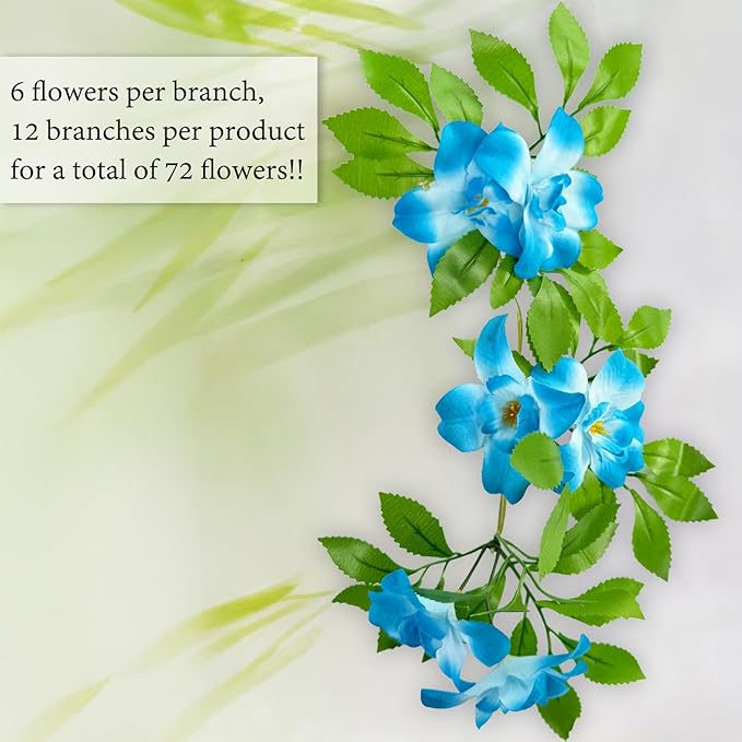 Sumery Expandable Fence Privacy Screen for Balcony Patio Outdoor,Decorative Faux Ivy Fencing Panel,Artificial Hedges (Single Sided Leaves) (1, Branches -Blue Fowers)