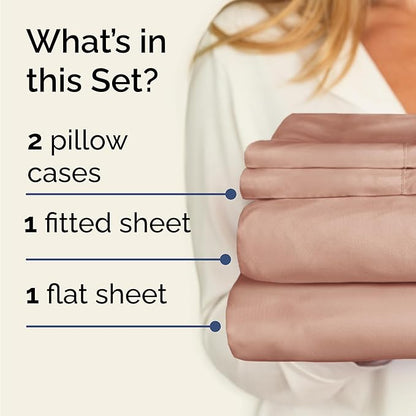 Twin 4 Piece Sheet Set - Cooling, Comfy & Breathable - Hotel Luxury Bedding, Includes Fitted Sheet for Women, Men, Kids and Teens - 1 Flat, 1 Fitted Sheet, 2 Pillowcases with Deep Pockets - Mauve