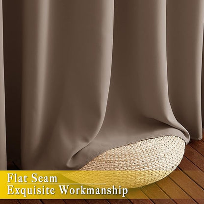 NICETOWN Blackout Curtain for Sliding Door, Grommet Top Thermal Insulated Bedroom Window Curtain Sound Dampening Drape for Patio Door/French Door (Cappuccino, 1 Panel, 80" W x 90" L)