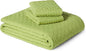 Amazon Basics Brushed Microfiber Quilt Set, Extra Soft with Natural Texture, 3-Piece,King, Green