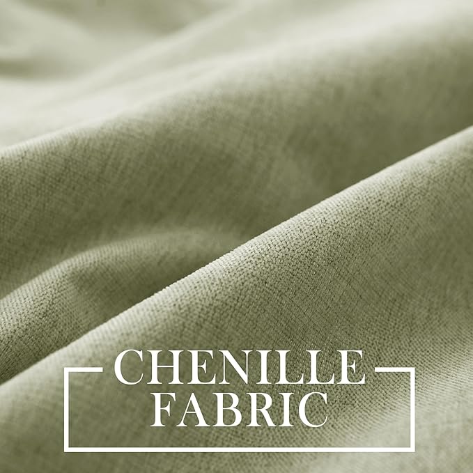 Macochico Extra Wide 100% Blackout Chenille Curtains 100" Wx102 L Thermal Curtains for Sliding Door Room Divider Living Room Bedroom Hotel Green Tint Blackout Curtains Grommet with Tieback 1 Panel