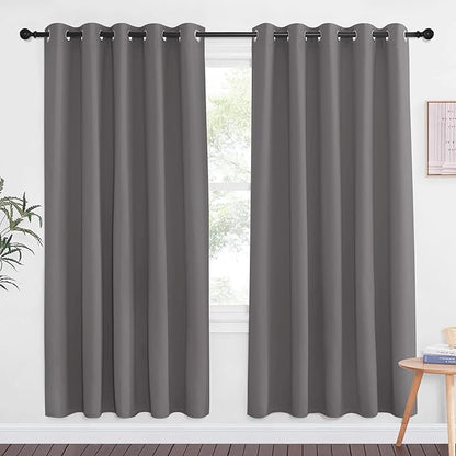 NICETOWN Blackout Doorway Curtain Drape 72 inch Long - Grommet Noise Reducing Thermal Insulated Solid Modern Window Treatments for Bedroom (1 Panel, 66 x 72 Inch, Gray)