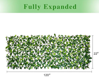 BYBAG Expandable Faux Ivy Fence Privacy Screen for Patio Outdoor Balcony Bedroom Decor,Artificial Leaf Wall Decoration Fencing Panel(Single Sided Leaves) (1, whiteflower)