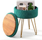 Cpintltr Velvet Storage Ottoman Round Footrest Stool Multifunctional Upholstered Ottoman Modern Accent Vanity Stools Tray Top Coffee Table Suitable for Living Room Bedroom Entryway Emerald