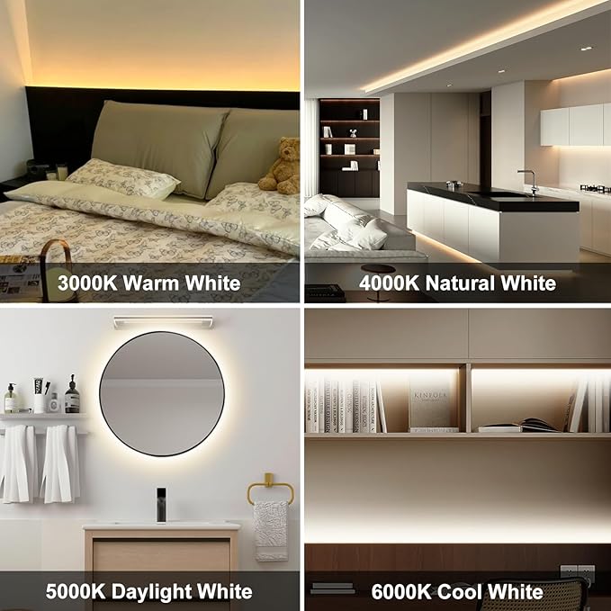 COB LED Strip Light,CCT Dimmable Strips Light,2700K-6500K,32.8ft/10m,8mm Wide,CRI90+ 24V LED Strips Kit with Bluetooth APP Control/Music Mode,for Bedroom,Kitchen,DIY Lighting