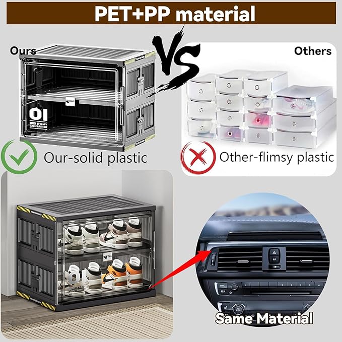 24 Pairs Portable Shoe Storage Cabinent of 3-Step Fast Installation,Plastic Shoe Box with Magnetic Clear Door for Entryway, Enclosed Shoe Rack for Sneaker, Heels etc.. (2Row, 6Tier)