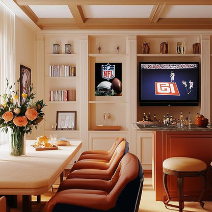 B.B.F MAKE American Football Canvas Wall Art Super Champions Bowl Poster Rugby Oil Painting Canvas Wall Decor Sports Picture Boys Gift Modern Bedroom Living Room Dorm Home Decoration, Framed 11x14inch