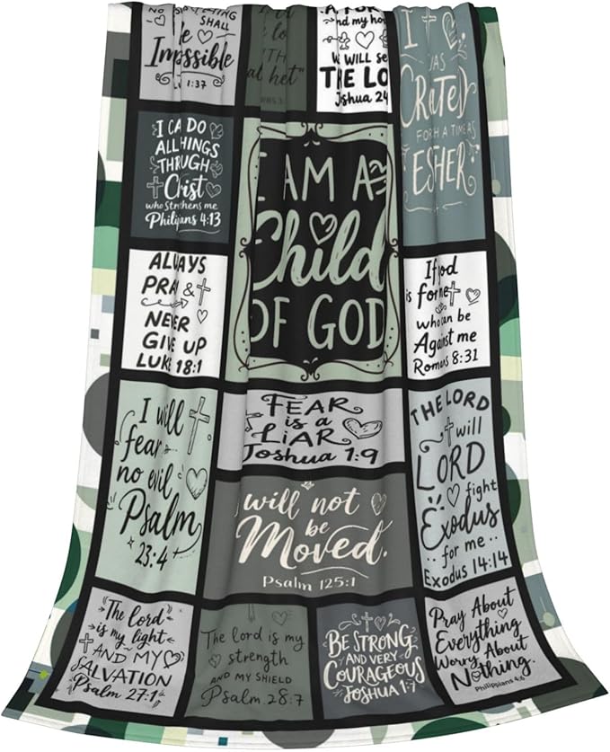 Christian Throw Blanket for Couch, Inspirational Gift for Women, Soft Plush Flannel Blanket, 40"x 50" Thoughts and Prayers Blankets for Bedroom Sofa Living Room Christmas Halloween Decoration