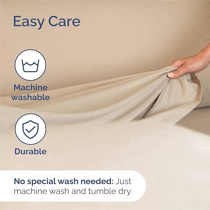 King 6 Piece Sheet Set - Cooling, Comfy & Breathable - Hotel Luxury Bedding, Includes Fitted Sheet for Women, Men, Kids and Teens - 1 Flat, 1 Fitted Sheet, 4 Pillowcases with Deep Pockets - Cream