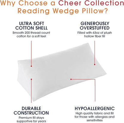 Cheer Collection Ultra Plush and Comfortable Wedge Pillow for Sitting Up in Bed or Sleep Elevation * New and Improved with Etrxa Filling *